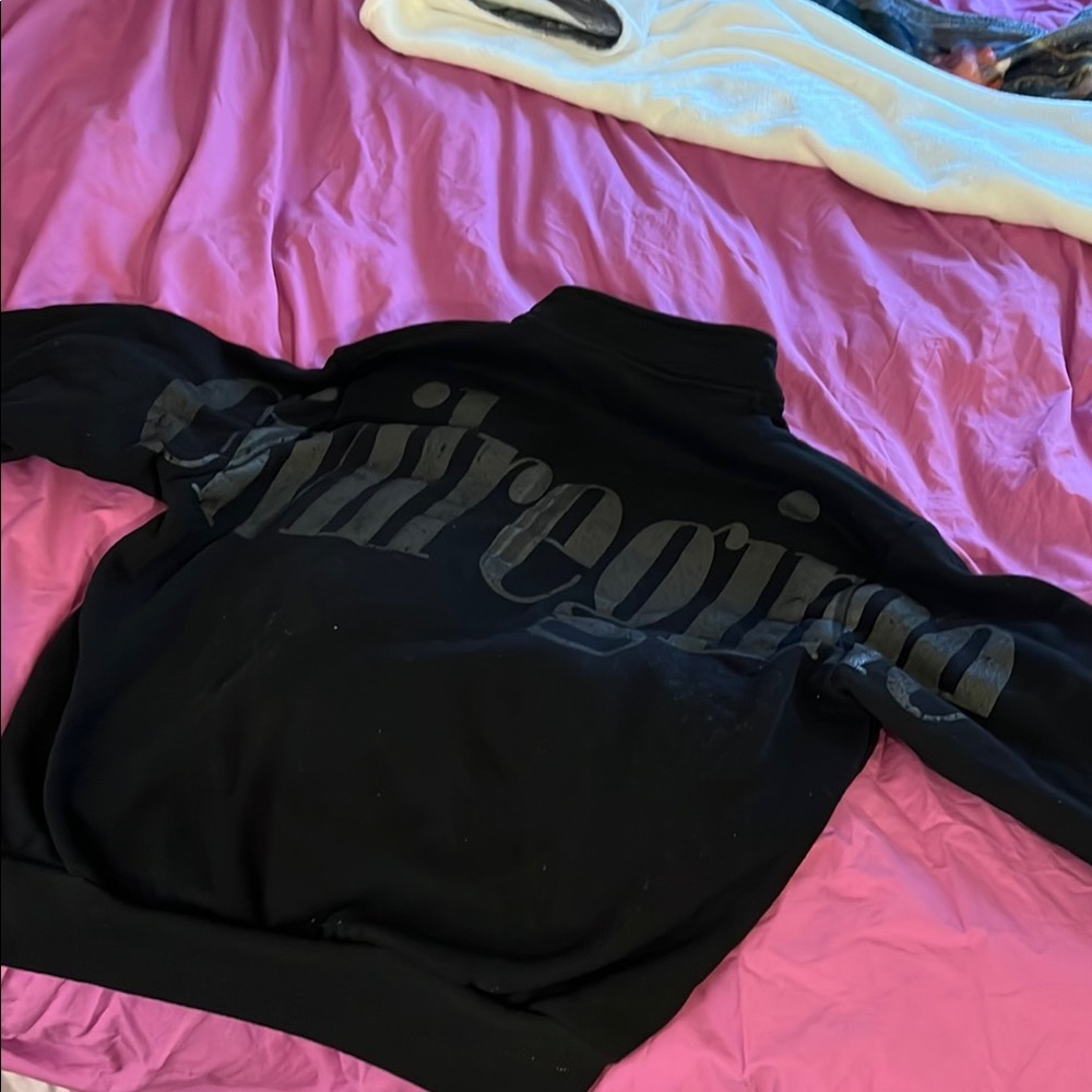 Black Zip-Up Hoodie with Stylish Logo